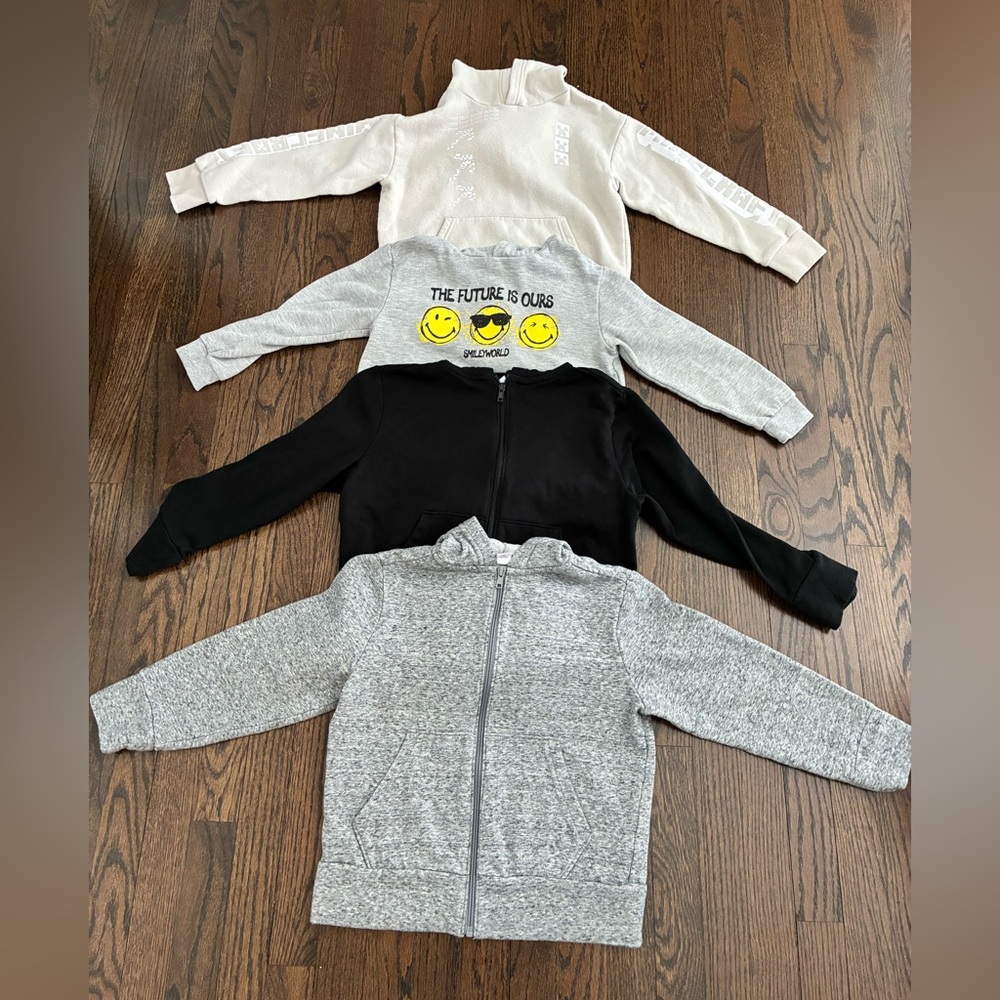 Old Navy SmileyWorld Hoodie Sweatshirt Kids Boys 8 Black Gray